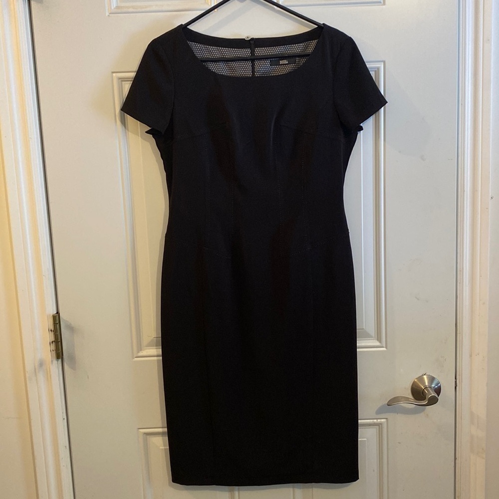Marks & Spencer Little Black Dress Boat Neck Cap Sleeves Women’s Size 8 Party